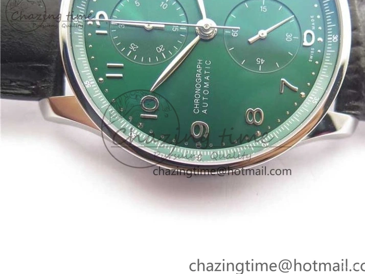 MIROTIME 0520 Elegant Portuguese IW371615 ZF 1:1 Best Edition SS Green Dial on Black Leather Strap A96355 V 7081
